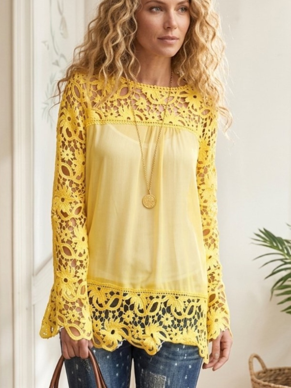 Top Boho Knitted Lace Bohemian style Blouse